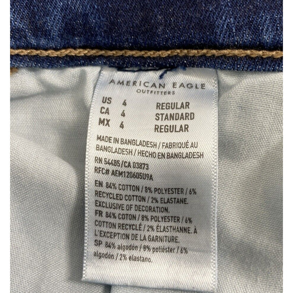 American Eagle Jeans Womens Size 4R Hi Rise‎ Jegging Destroyed Dark Wash Denim - Picture 5 of 13
